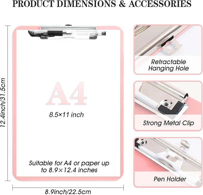 TFDLCG zm 2 Pack Pink A4 Clipboard - Image 3