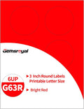Gemsroyal 3 Inch Bright Red Round Labels Printable, Colorful Round Stickers by Gemsroyal