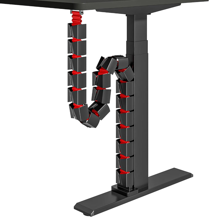 ARES WING Under Desk Cable Management Spine, Screw On Vertebrae Cable Management for Standing Desk, Length Adjustable Cord Organizer with 20 Modular for Office and Gaming Desks, Red