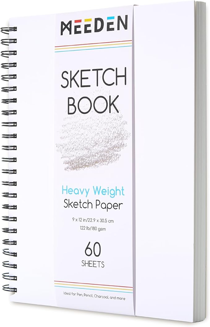 MEEDEN 9"x12" Sketchbook Paper Pad: 122lb/180gsm Spiral Bound Art Sketch Book by MEEDEN