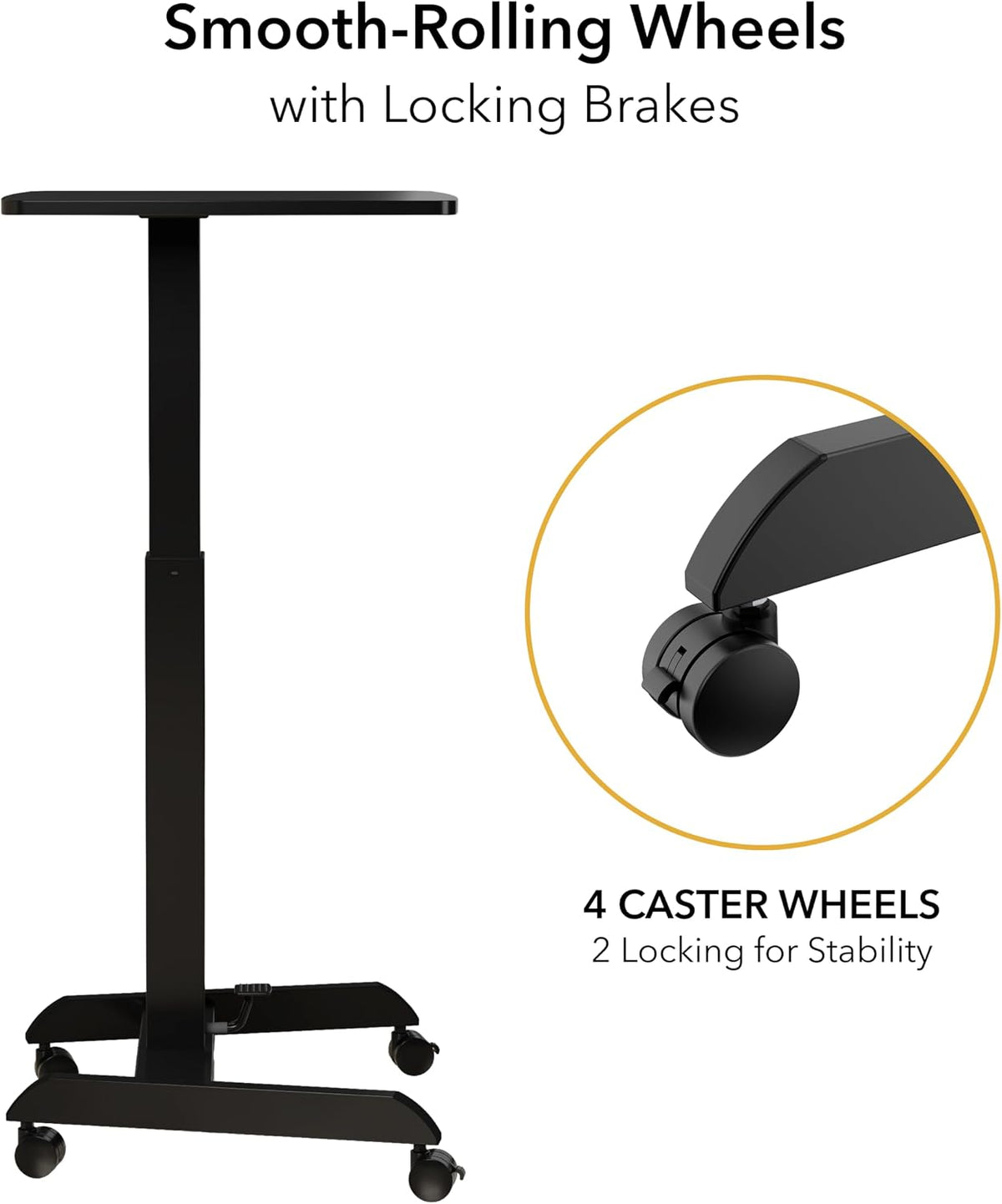 Mount-It! Rolling Laptop Desk Adjustable Height (29.6”-44.2”), Mobile Worksta...