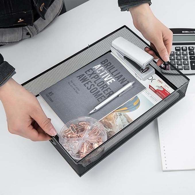 EsOfficce Desk Drawer Organizer, A4 Large Metal Mesh Desk Rrganizer Tray - Image 3