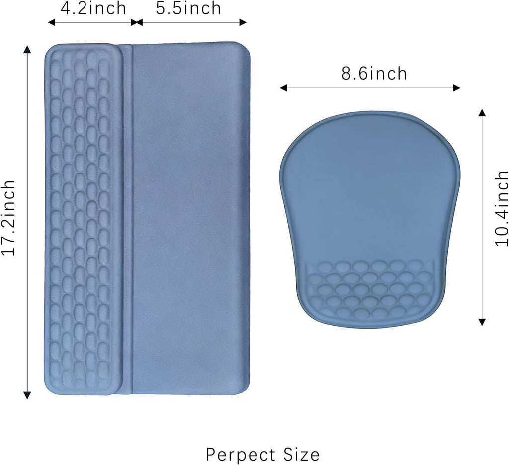 Keyboard Wrist Rest -Ergonomic Keyboard Stand with Wrist Rest- with Carpal Tunnel Pain Relief Massage Bumps and Full Memory Gel Design - Ideal Frequent Computer (Grey)