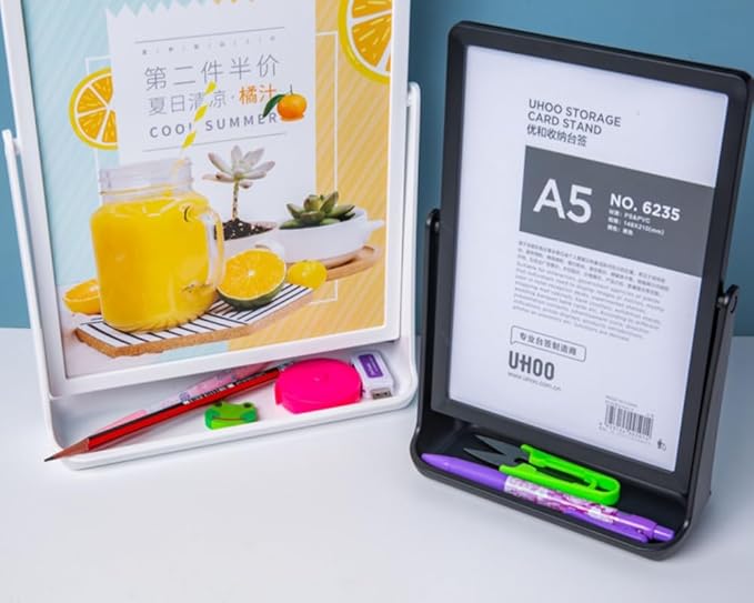 ECKEK ABS Plastic Sign Holder, Menu Displays T Shape Sign Stand, Rotating - Image 5