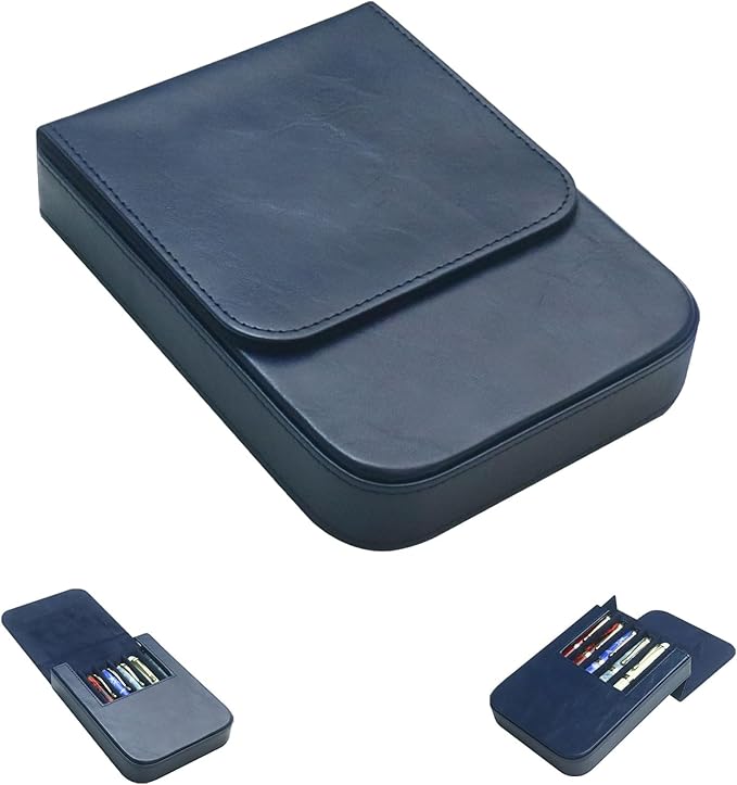 MIVLXLX Leather 6 Fountain Pen/Pencil Tray Case, Magnetic Closure by MIVLXLX