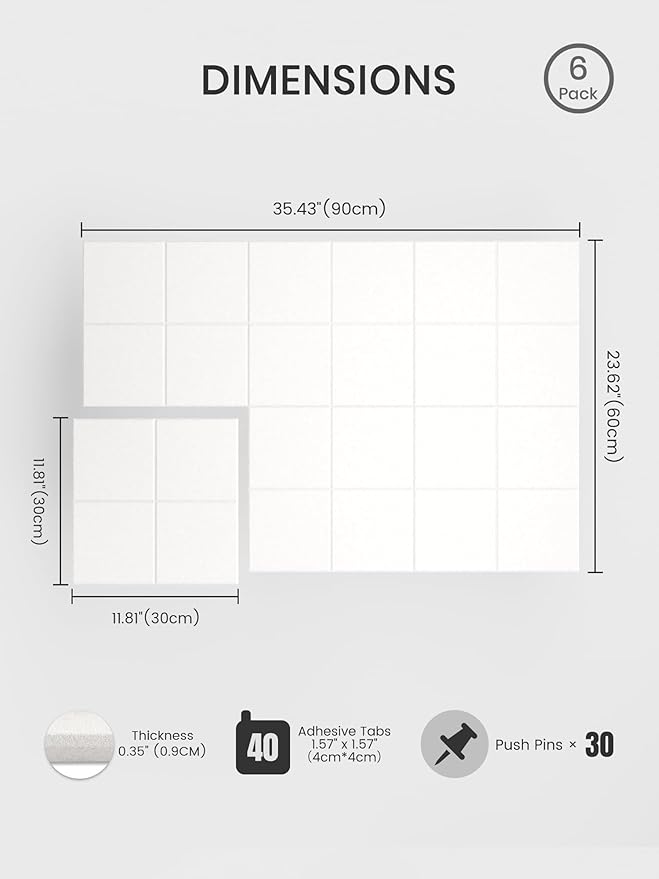 Bumusty Large Cork Board Alternative-36 x24 Felt Bulletin Board Tiles, - Image 2