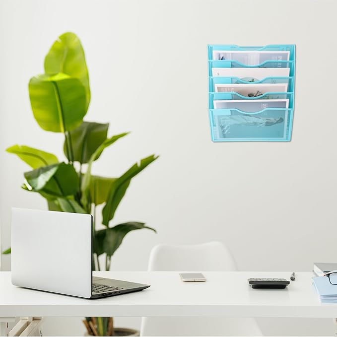 EASEPRES 5 Pocket Mesh Hanging Wall File Organizer, Wall Mounted Mail Paper - Image 6