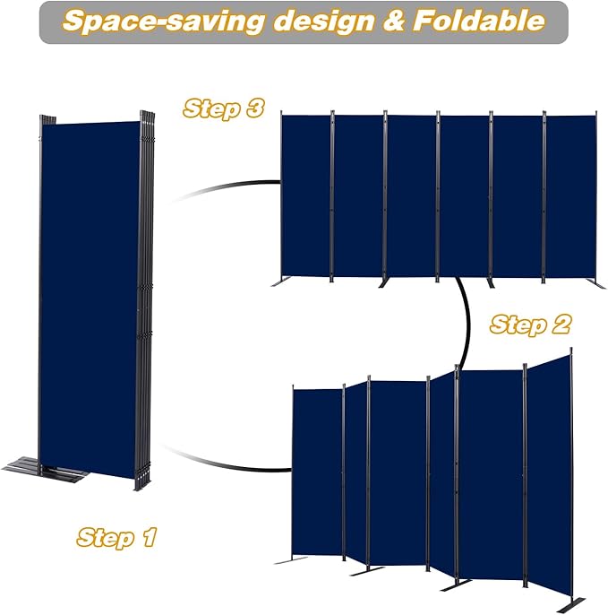 CHOSENM Room Divider, 6 Panel Folding Privacy Screens - Image 5