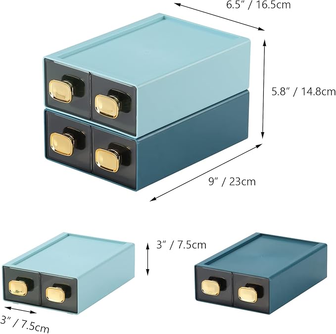 Spacious Desk Drawers, Stackable Desktop Organizer, Plastic Storage Box - Image 3