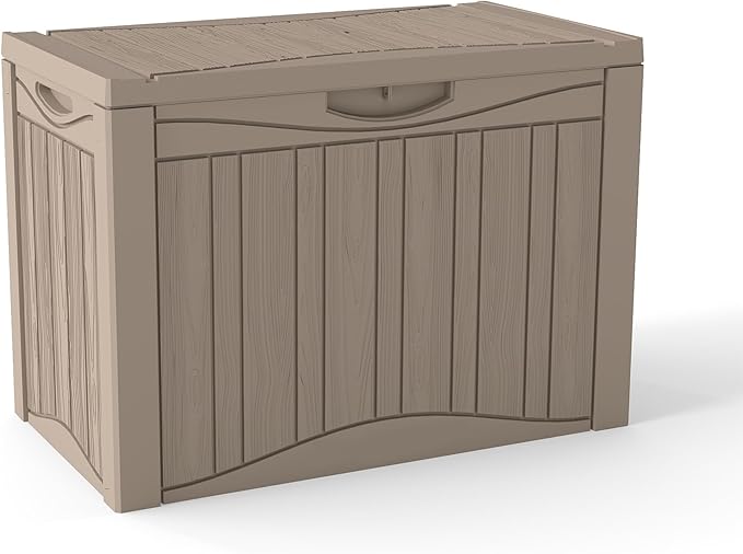 TARKARI 45 Gallon Lockable Resin Deck Box, Waterproof & UV-Resistant Outdoor by Home