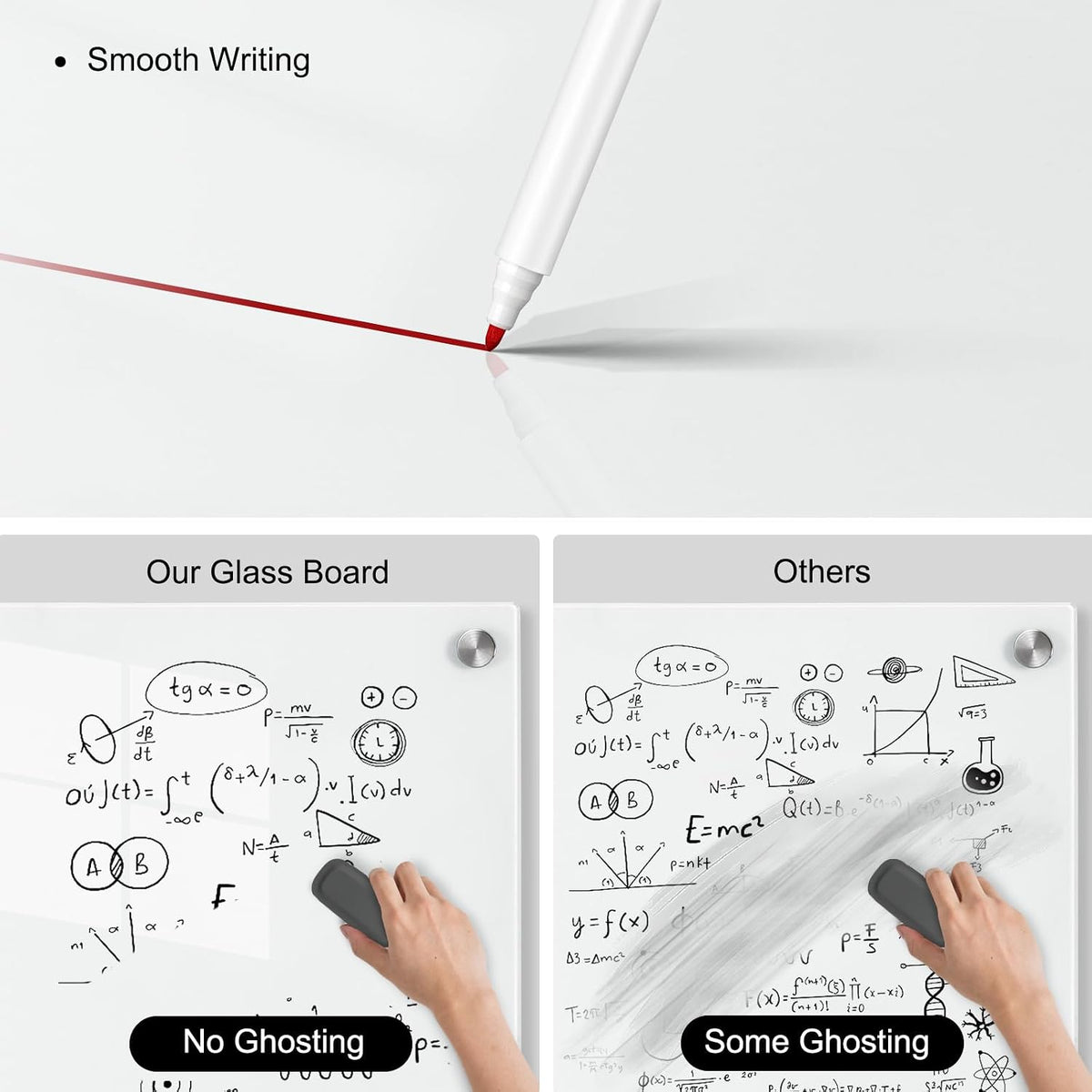 Wingwise Large Glass Dry Erase Board, 72 x 48 in Brilliance White Board