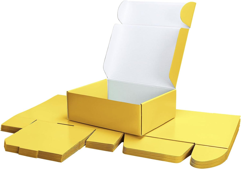 PHAREGE 12x9x4 inch Gift Shipping Boxes Bulk 20 Pack Yellow, Tab Lock Tuck Top