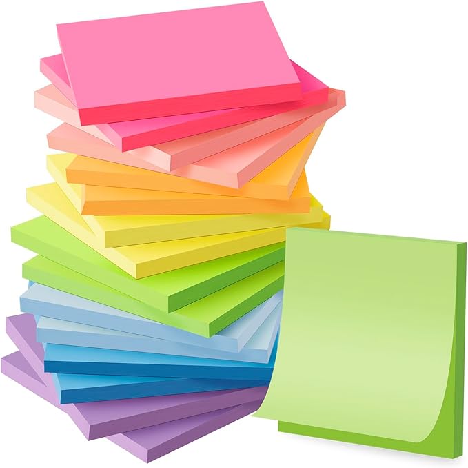 Sticky Notes 3x3, Self-Stick Pads Bright Colors Sticky Note, Recyclable by Kozerite