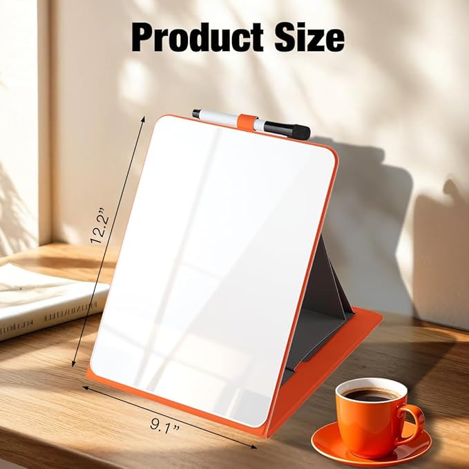 Glass Desktop Whiteboard with Reversable Stand, 12×9” Dry Erase White Board - Image 2
