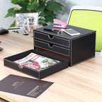 RHCSZ High-end PU Leather Desk Organizer File Cabinet Executive Office Supplies - Image 4