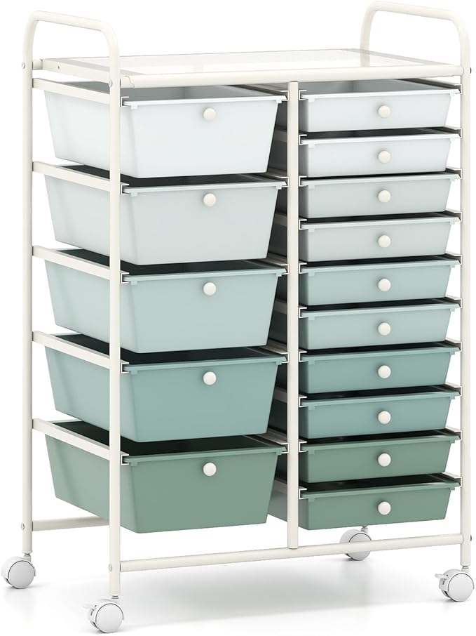 LDAILY 15 Drawer Rolling Storage Cart, Rolling Cart by LDAILY