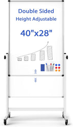 Rolling Whiteboard on Wheels, Double-Sided Magnetic Dry Erase Board by WOREEY