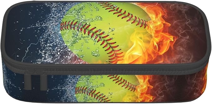 Softball Ball Pencil Case Big Capacity Storage Pencil Pouch Stationery Bags - Image 2