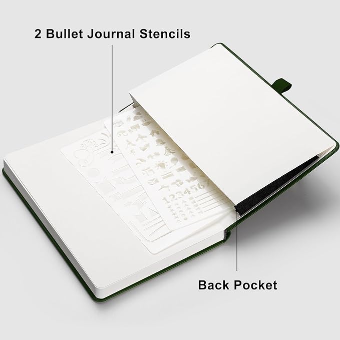 RETTACY Bullet Dotted Journal Notebook, 256 Pages, A5 Medium Size, Leather - Image 7