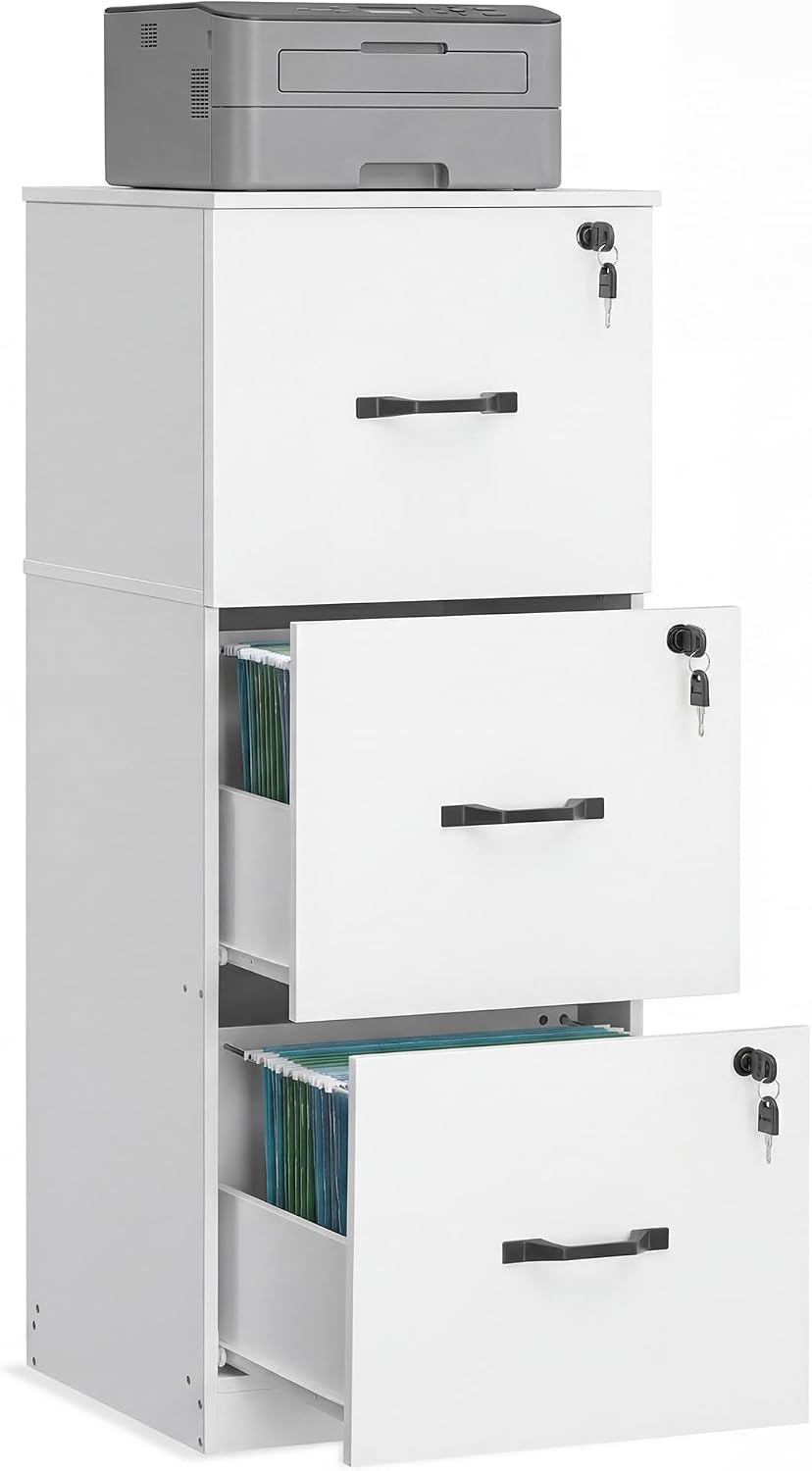 vasagle 3 drawer file cabinet with locks, for, main product view