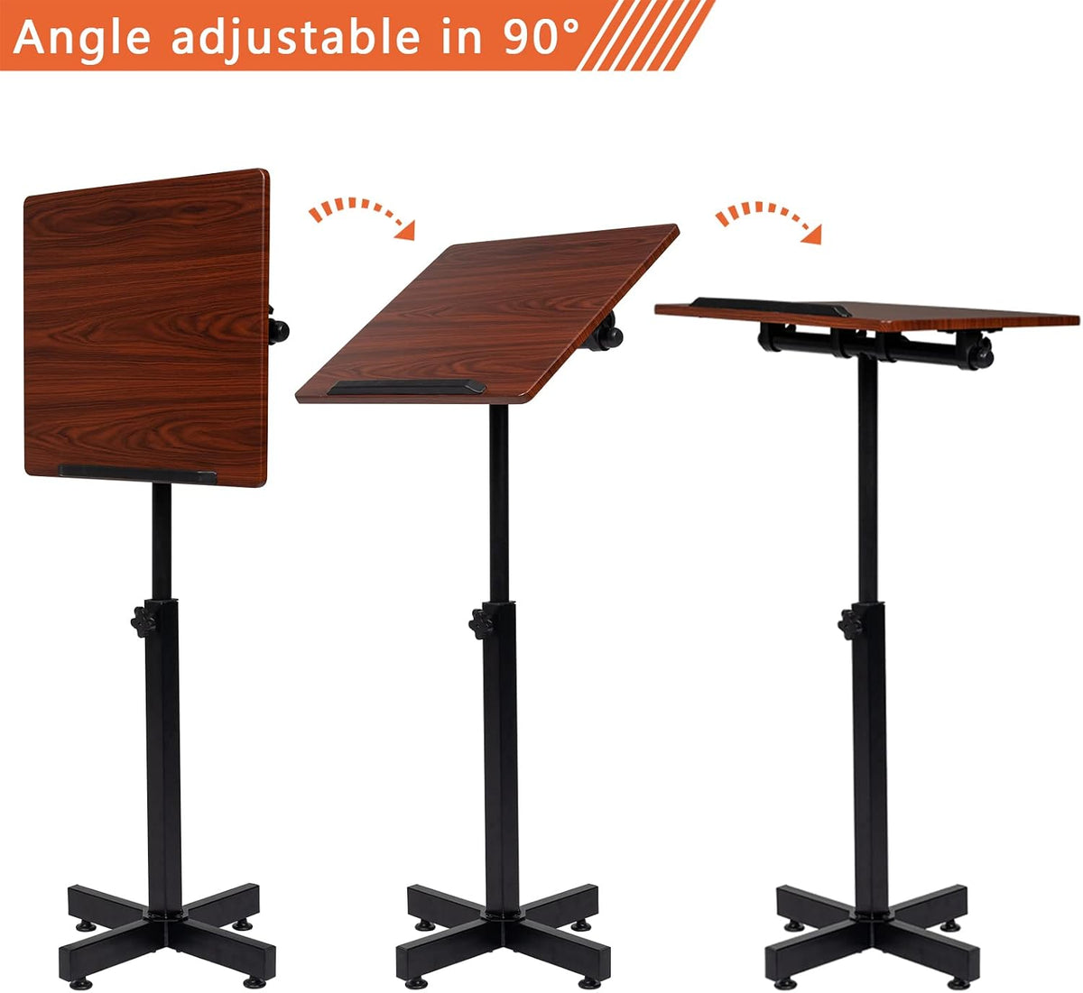 Bonnlo Classic Lectern Podium Stand, Height Adjustable Church Classroom Lectu...