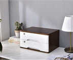 Lockable Solid Wood Flat File Cabinet for Office Suppliesa4/Receipt Orga with 1 Drawer Desktop Storage Box Durable Filing Solution (D-2 Drawers)