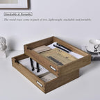 KIRIGEN Wooden Stackable Office Letter Organizer Desk Tray Pack of 2 - Image 2