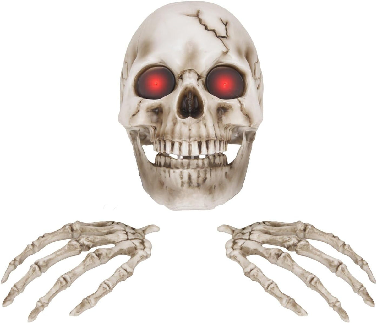 Haunted Hill Farm 1.3-Ft. Giant Talking Skeleton with Hands Halloween Decor