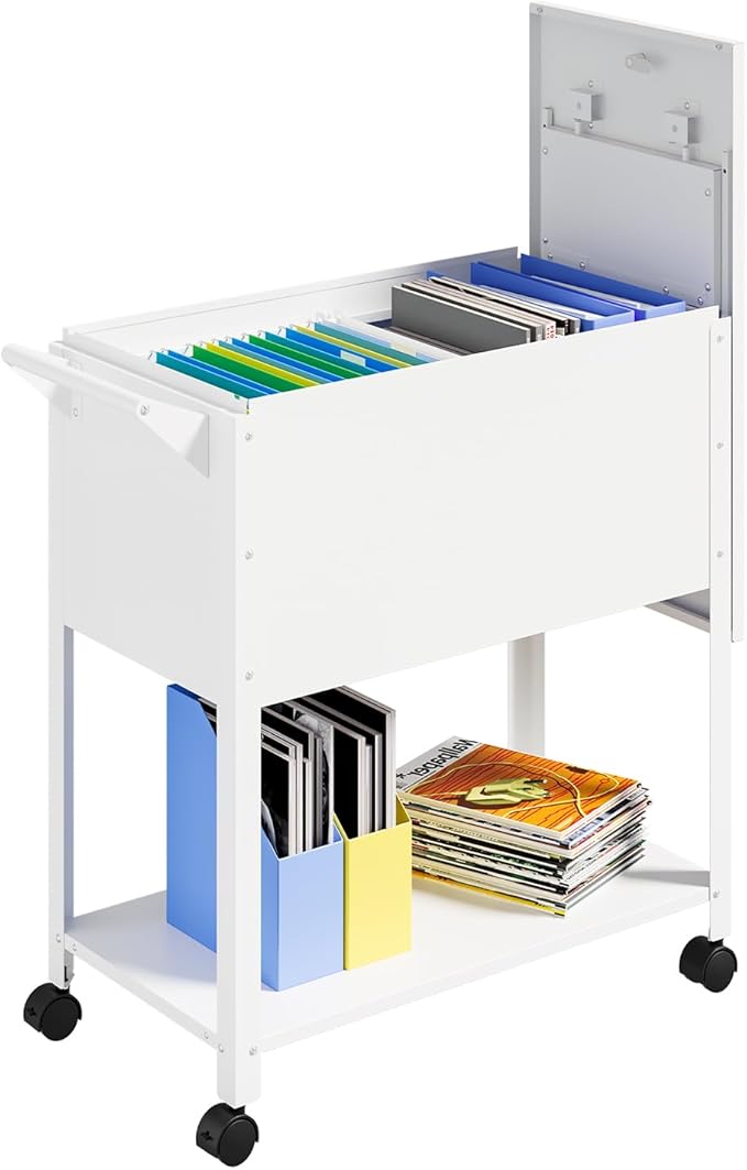 Mobile File Cart with Lock, Rolling File Cabinet Hanging Letter/Legal File by MIIIKOOfficeFurniture