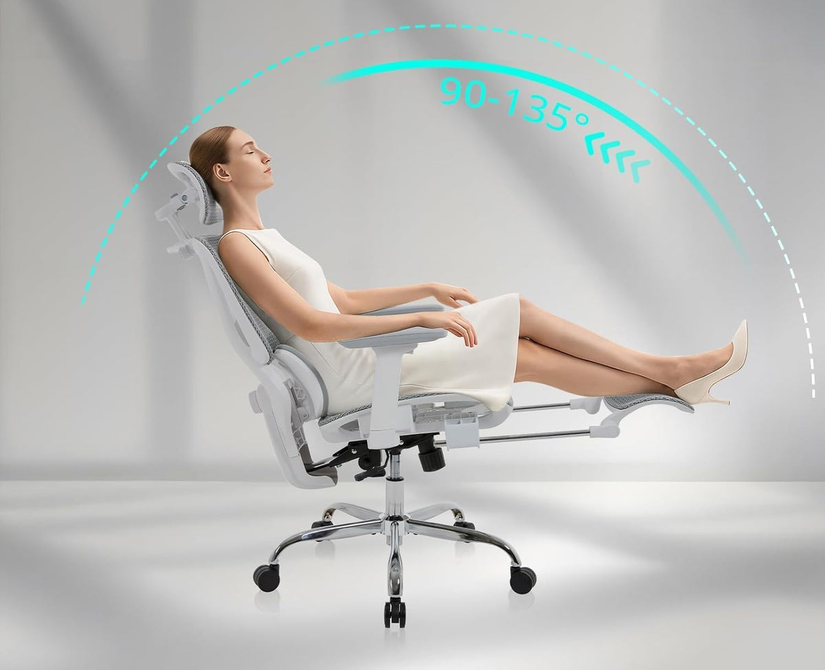 LuxErgo Big & Tall Ergonomic Mesh Office Chair 350lbs, High Back Reclinin...