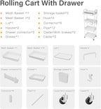 Sorgion 4 Tier Rolling Cart Organizer, Art Craft Diaper Bedside Snack Laundry - Image 7