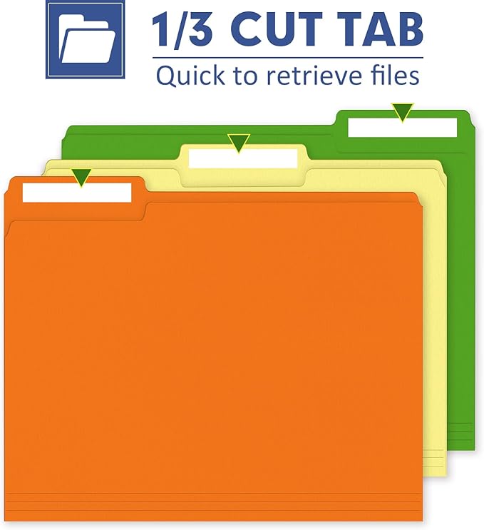File Folder, PANDRI 270 Pack Colored File Folder, 1/3 Cut Tab, Letter Size - Image 3