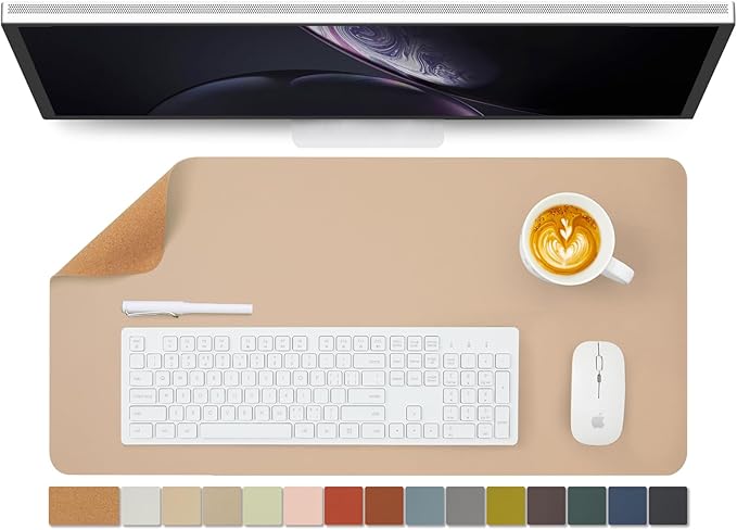 Cork Desk Mat - Dual-Sided Desk Pad by HOMIEAZICOZI