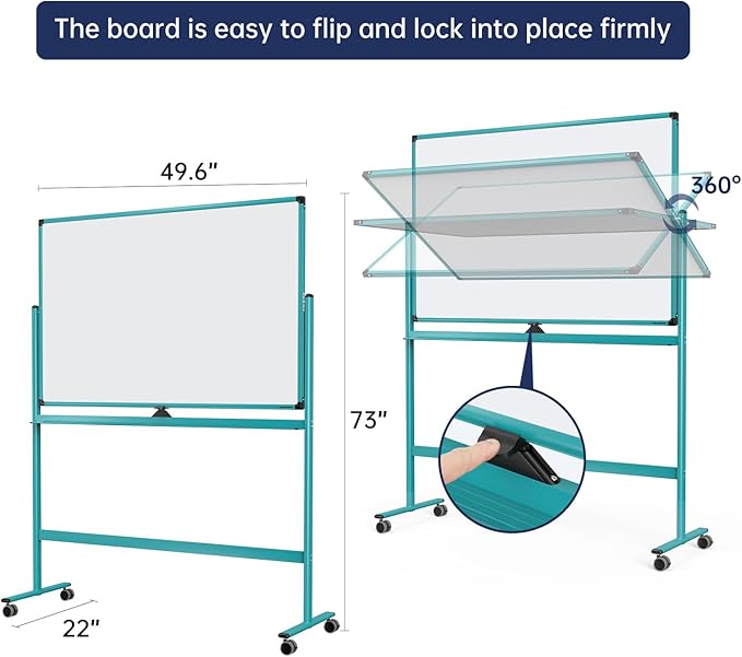 Large Dry-Erase Rolling Magnetic Whiteboard - Image 2