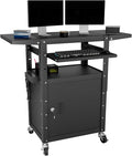 Mobile AV Cart with Pullout Keyboard Tray, Rolling Computer Cart Height by GREHITK