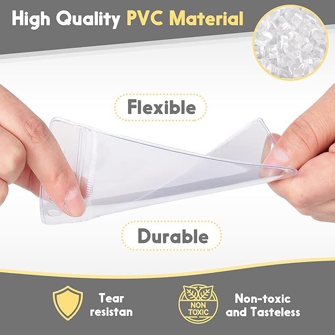 Marspark 100 Pieces Clear Plastic Horizontal Name Badge ID Card Holders - Image 5