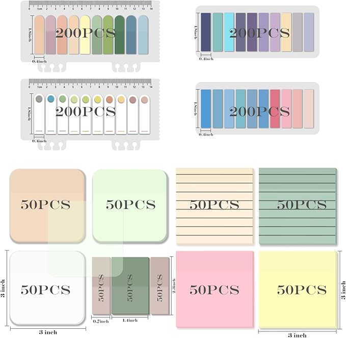 BAYTORY 1300 Sheets Pastel Transparent Sticky Notes, Self-Adhesive Translucent - Image 2