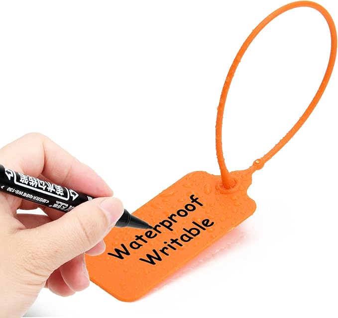 100 Orange Blank Plastic Tags for Labeling Waterproof Hanging Labels Writable - Image 2