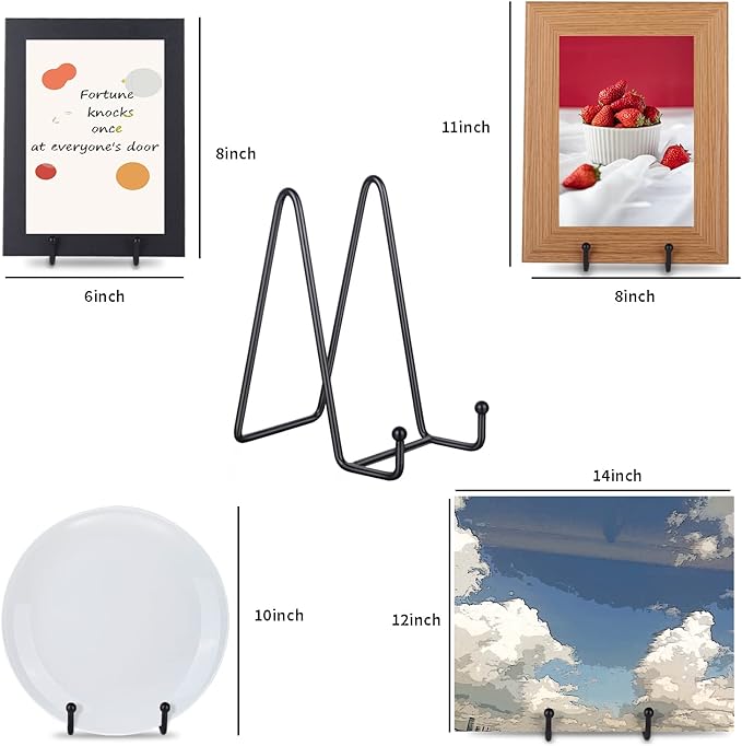 Decolore 3 Pack 6 Inch Black Metal Display Stands Plate Holder Display Stands - Image 5
