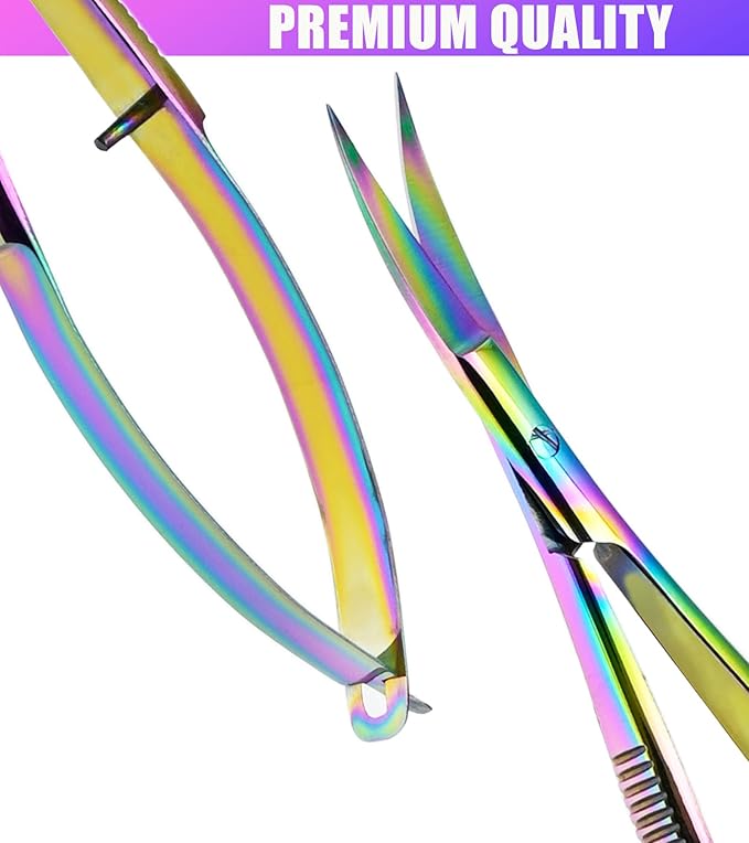 Cross Edge Curved Spring Scissors 5 Inch Stainless Steel Precision Eyebrow & - Image 6