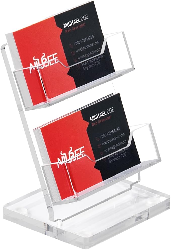 NIUBEE Acrylic Business Card Holder 2 Slots by NIUBEE