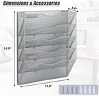 EASEPRES 5 Pocket Mesh Hanging Wall File Organizer, Wall Mounted Mail Paper - Image 4