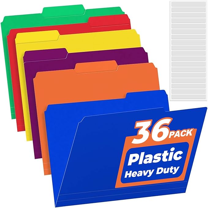 36 Pack Plastic File Folders Colored by Sooez
