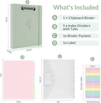 SKYDUE Clipboard Binder with Dividers, 1 Inch Linen 3 Ring Binder with - Image 3