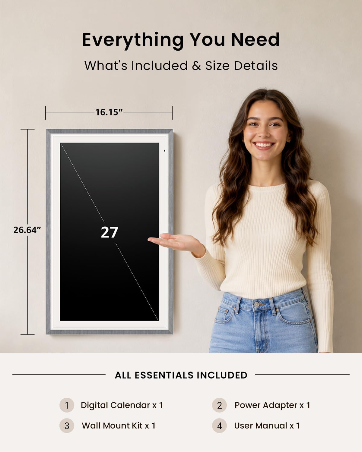 Apolosign 27-inch Digital Calendar & Smart Family Wall Planner, No Subscr...