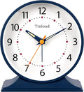 Tinload 4.5" Antique Retro Analog Alarm Clock, Small Silent Bedside Desk Clock by Tinload