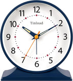 Tinload 4.5" Antique Retro Analog Alarm Clock, Small Silent Bedside Desk Clock by Tinload