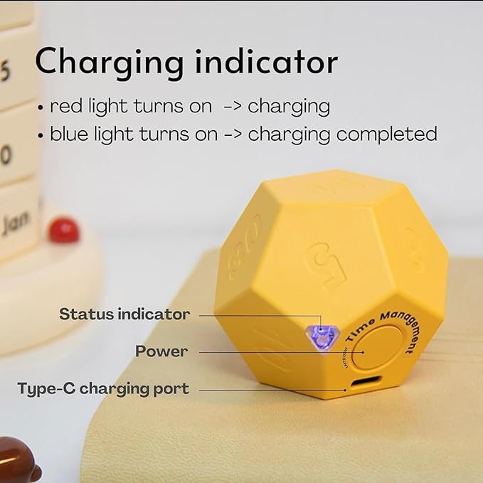 Mini 12 Sided Cube Timer, 11 Preset Times Pomodoro Timer - Image 6