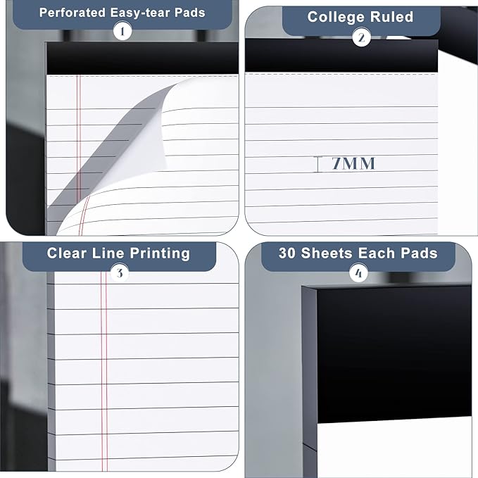 Nichela Legal Pads 4x6 with 18-Line College Ruled Small Legal Pads 6 Packs of - Image 3
