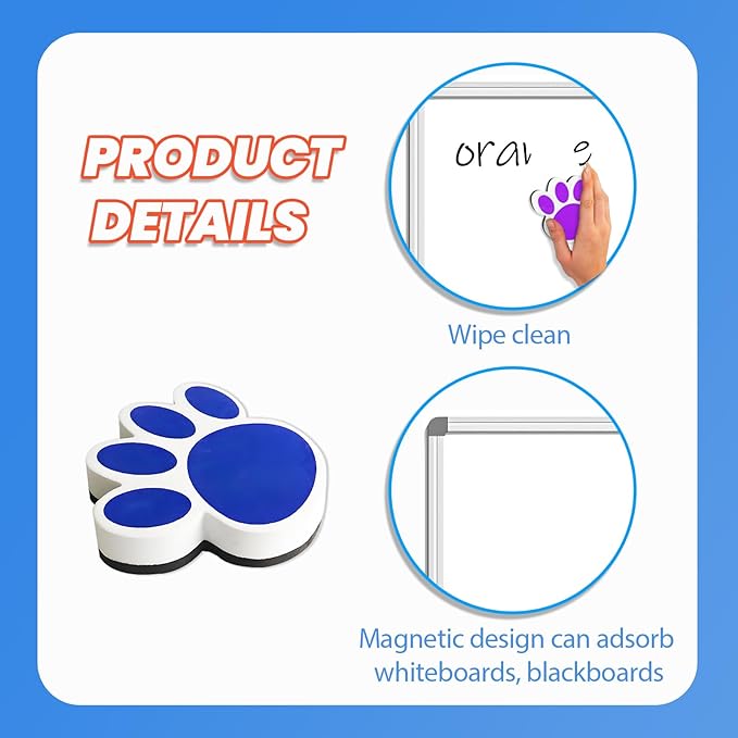 Quixorblex 3 Pcs Dry Erase Eraser Magnetic Teacher Supplies Cat Paw Shape - Image 5